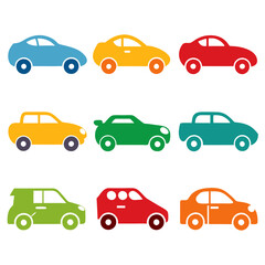 set of funny cartoon cars 