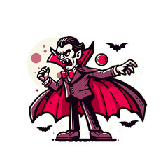 Vampire cartoon character. Isolated vector illustration