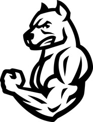 Bodybuilder with a pitbull head.