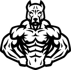 Bodybuilder with a pitbull head.