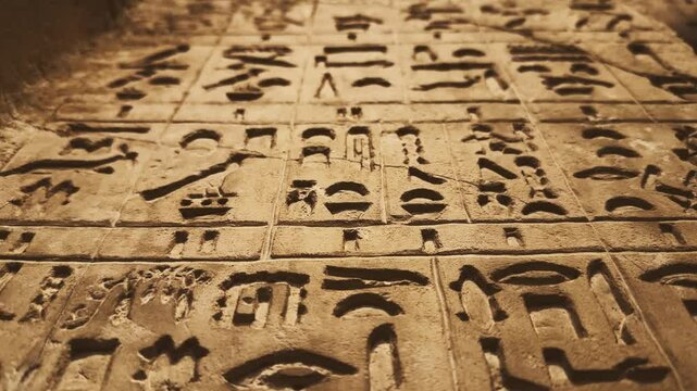 Hieroglyphs slow motion video