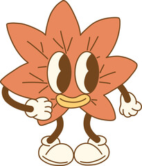 Cute cartoon leaf character with expressive eyes and cheerful pose