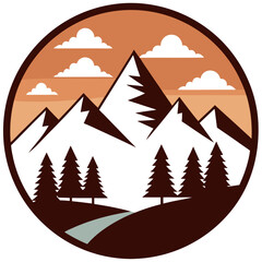 set of icons of mountains