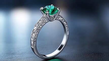 Elegant Emerald Ring in Platinum Setting
