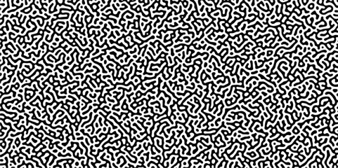Abstract truing organic wallpaper Turing reaction diffusion monochrome seamless pattern with chaotic motion. Monochrome background of natural organic forms motion.  Natural seamless line pattern.