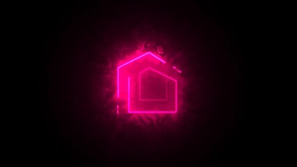 House neon icon and area square. Real estate set elements.