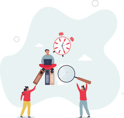 sorting unorganized stacks and heap.business and time management concept.flat characters.