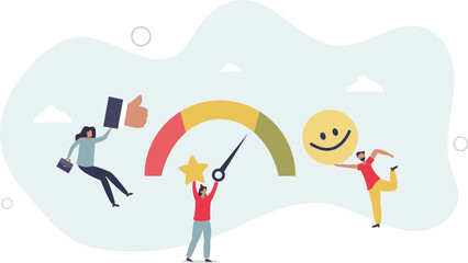 Employee engagement, commitment or motivation to success with company, staff dedication or job satisfaction.flat characters.