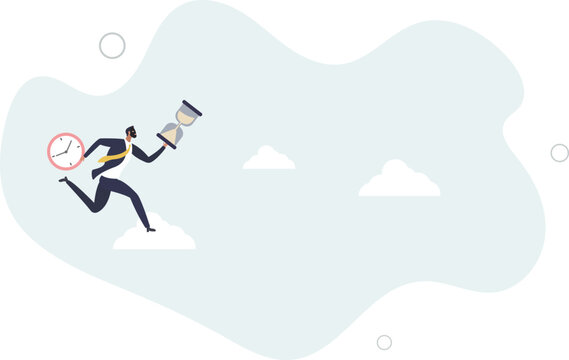 Steal time, productivity or procrastination problem, work efficiency to finish in deadline, strategy or accomplishment concept.flat characters.