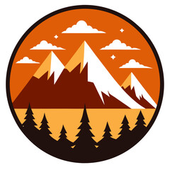 set of icons of mountains