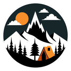 set of icons of mountains
