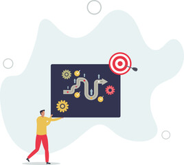 Personal development plan with growth management strategy . Professional career path direction with objectives,flat characters.