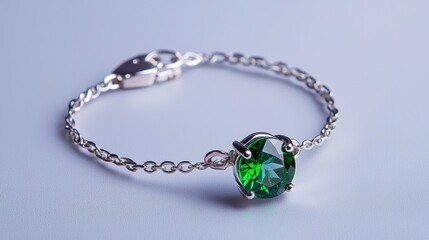 Elegant Minimalist Emerald Bracelet with Single Stone