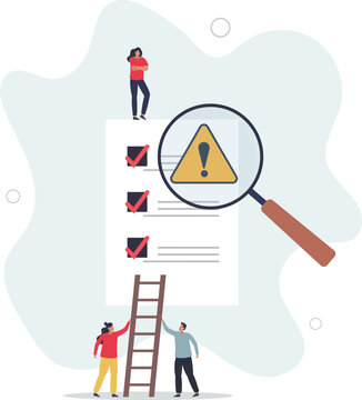 Risk assessment and safety checklist business evaluation.flat characters.