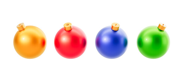 Colorful set of Christmas balls in row, copy space
