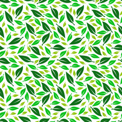 Fototapeta premium Green tea leaf seamless pattern. seamless patterns with green leaves of tea. tea leaves pattern background. green leaves vector pattern background. 