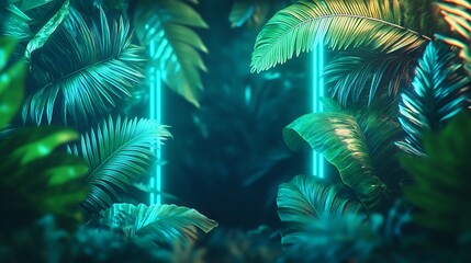 Explore lush jungle vibes with neon lights