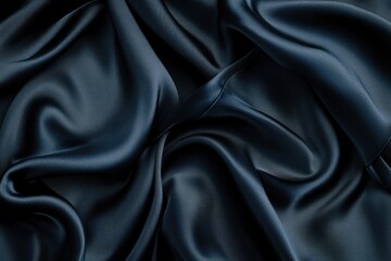 Obraz premium A close-up of dark satin fabric, showcasing its smooth texture and elegant draping.