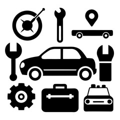 car service icon set bundle vector 