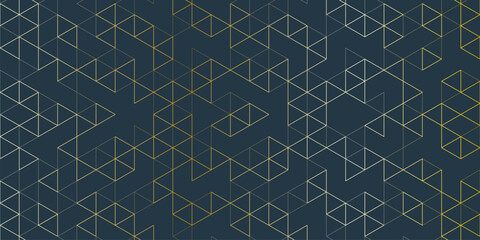 Abstract seamless pattern with a geometric background of polygonal golden lines. Stylish vector texture