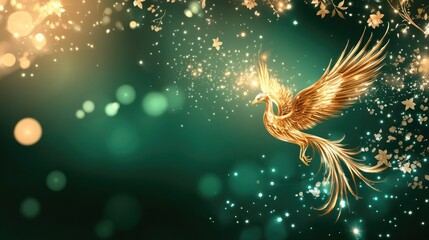 Gleaming Gold Phoenix in Artistic Design