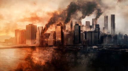 Obraz premium A striking image showing polluted air and its impact on health and climate.