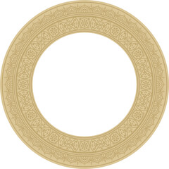 Vector round gold border, frame, Pompeii ring. Circle Neopolitan ornament. Art of Ancient Rome