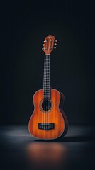 Obraz premium photography of a ukulele on a black background 