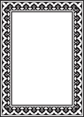 Vector square monochrome black national Persian ornament. Rectangle, frame, border, ethnic pattern of the peoples of Iran, Iraq, Tajikistan