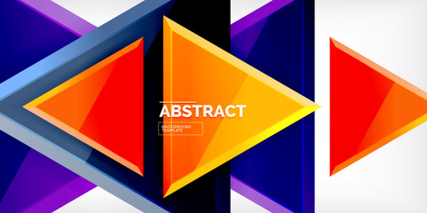 Abstract background - colorful triangles with 3d effect. Vector Illustration For Wallpaper, Banner, Background, Card, Book Illustration, landing page