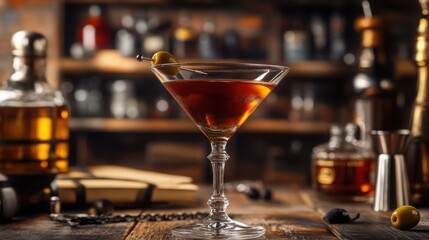Classic martini with an olive garnish, sophisticated cocktail in a fancy glass