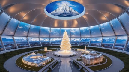 fountain in the center