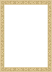 Vector golden square Kazakh national ornament. Ethnic pattern of the peoples of the Great Steppe