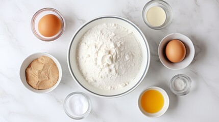 Top-Down View of Ingredients for Gluten-Free Pancakes