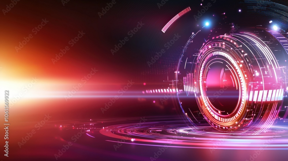 Poster abstract tech background with futuristic, interconnected nodes and lines, reflecting the fast pace o