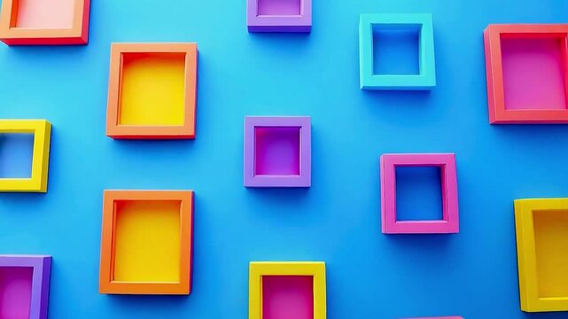 multi-coloredmulti-colored picture frames on a blue wall picture frames on a blue wall