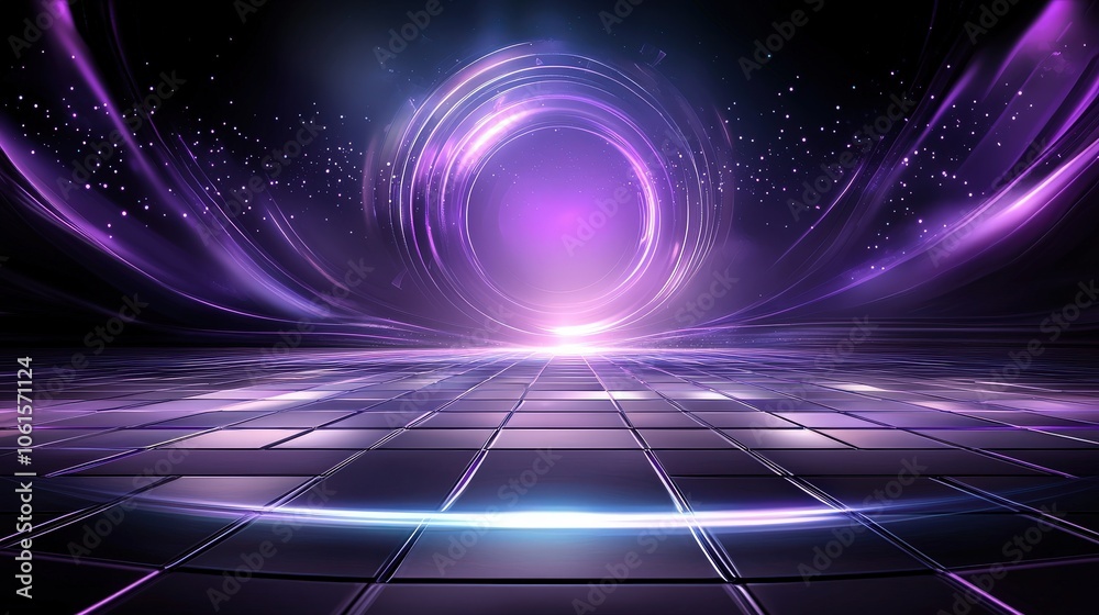 Poster abstract purple backdrop with structured grid lines and subtle shadows, creating a modern and layere