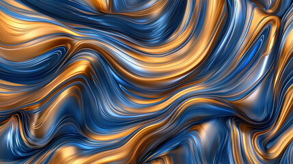 Abstract Blue and Gold Liquid Texture