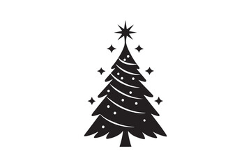 Christmas tree silhouette vector illustration, Christmas tree silhouette Bundle, Christmas tree silhouette PNG