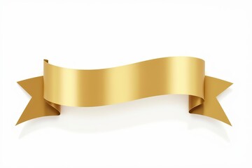 Gold Ribbon on White, Golden Background Element, Stylish Ribbon Banner, Elegant Gold Banner, Minimalist Gold Decoration, Gold Ribbon Graphic, 