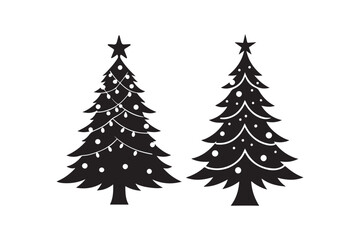 Christmas tree silhouette vector illustration, Christmas tree silhouette Bundle, Christmas tree silhouette PNG