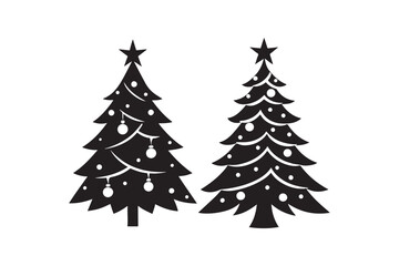 Christmas tree silhouette vector illustration, Christmas tree silhouette Bundle, Christmas tree silhouette PNG