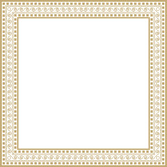 Vector golden classic Greek square ornament. Rectangle of Ancient Greece and Roman Empire. Byzantine painting of walls, floors and ceilings. Decoration of European palaces