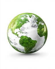  A vibrant green Earth, covered in lush vegetation, symbolizes a sustainable and eco-friendly future.