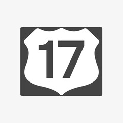 U.S. Route 17 sign. Highway road shield. Travel information mark. Vector illustration