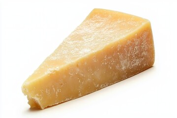 a large piece of parmesan cheese isolated on white background