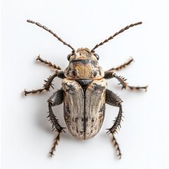 top view of a horn beetle on white background