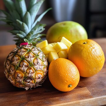 fruits on the table, Thai fruit , pline apple,orange,apple,guawa