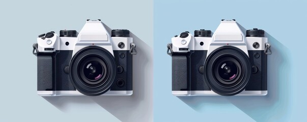 Fototapeta premium Modern 3D camera logo design with vibrant colors, perfect for apparel or branding.