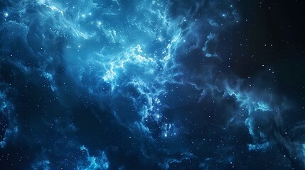 Obraz premium Blue Nebula Space Background, 8K Realistic Lighting